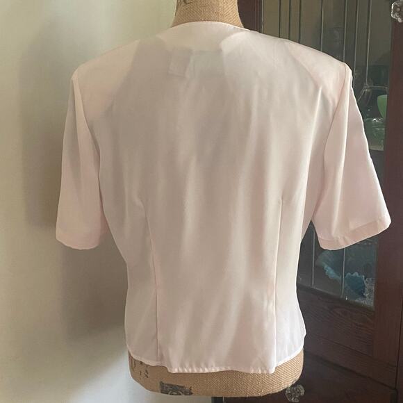 Vintage Laura Scott Pink Floral Blouse 90s Embroidered Pearl Button Top Sz 12 - Picture 4 of 17